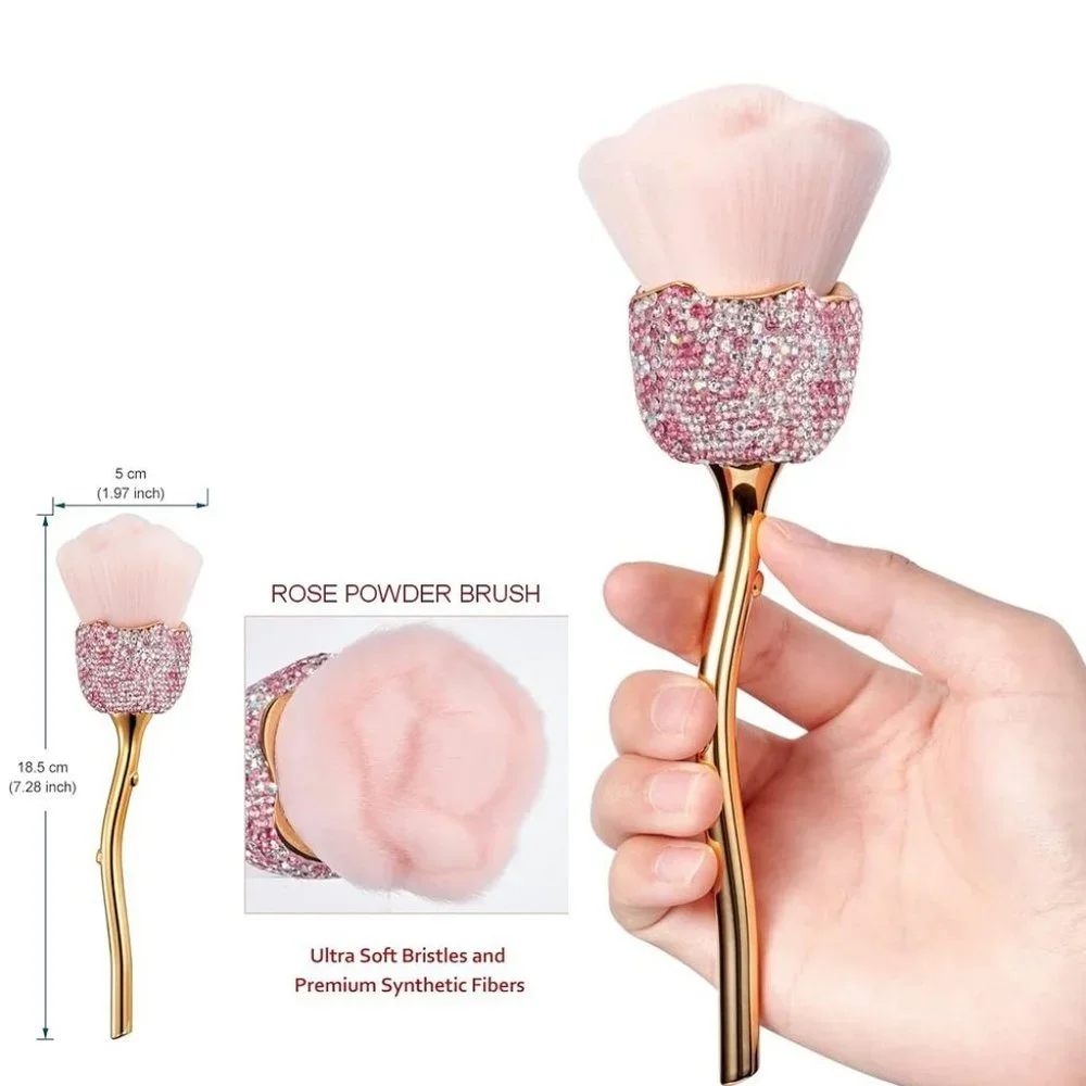 NWT Sparkling Crystal Rhinestone Bling Pink Stocking Stuffers Makeup Bru…
